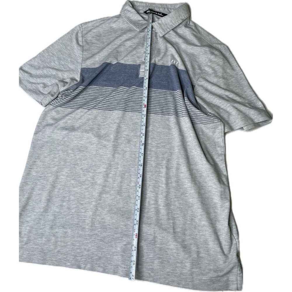 Travis Mathew Take Flight Stripe Polo Shirt Mens M Gray Pima Cotton - Picture 6 of 6